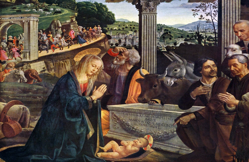 Shepherds around the cradle