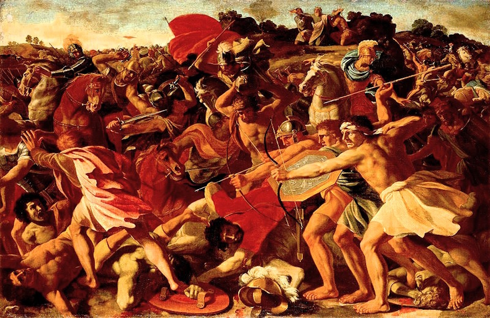 Soldiers in battle, Josua over amalekites