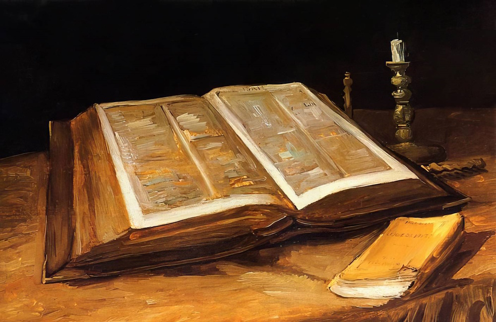 open bible on the table