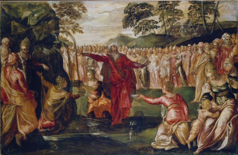 Moses strikes the rock